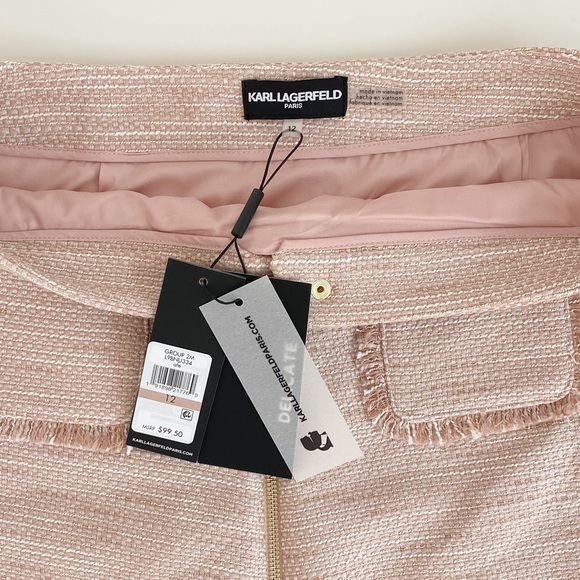 Karl Lagerfeld Pink Tweed Skirt Size 12 - NWT - Picture 5 of 9